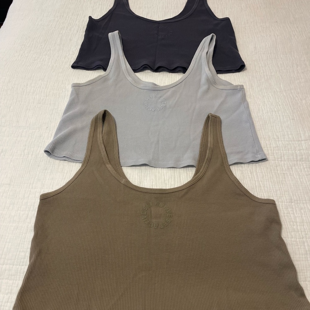 SET Active Black and White Fitted Crop Tank Top